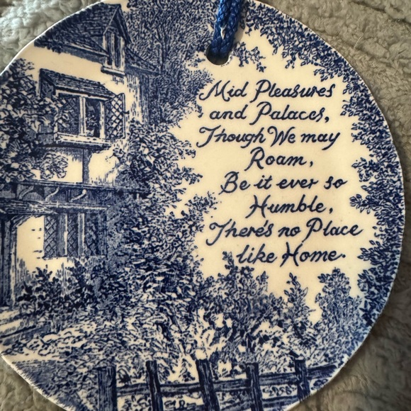 Blue and White Decorative Plate with Home Quote - Picture 2 of 6